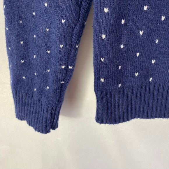 VTG Lands End Fair Isle Cardigan Sweater Women L Blue Cotton‎ Wool Blend Nordic - Picture 6 of 8